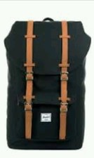 Herschel LITTLE AMERICA BACKPACK -Black/Brown leather strap - Pre owned