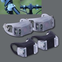 4 Stück Fahrad LED Silikon Vorder-/Rücklicht Set Outdoor Bike Light Weiss Licht
