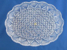 Hoya Crystal 12" Oval Serving Dish Tray Platter, Elaborately Cut Crystal