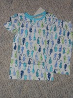 NWT - Gymboree 2pc aqua, white, teal & navy seahorses shorts pajamas - 12-18 mos