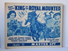 Set of 8 1940 KING OF THE ROYAL MOUNTED Ch 11 Lobby Cards w/ TITLE CARD Mounties