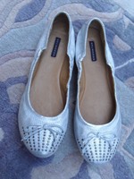  Leder - Slipper/Ballerina , Gr. 38 ,mattsilber,* BELMONDO *sehr weich,  neu !!!