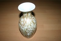 50er Jahre Murano Glas Opalglas Vase Murrinen Millefiori olivfarbig+Goldglimmer