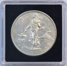1907 S 1 Peso Us-Philippines Silver Dollar Crown Coin Great Detail Lv#610