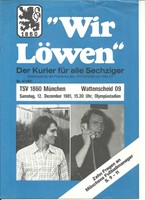 Programm  81/82  Li   1860 München - SG Wattenscheid 09