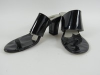 PEPE JIMENEZ Damen Schuhe Zehentrenner Sandalette Lackleder Leder schwarz M 9,5