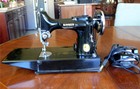 Vintage 1941 Singer Black Featherweight 221-1 Model Sewing Machine in Case 