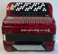 WELTMEISTER Romance 703 Knopf-Akkordeon rot B-Griff mit Koffer 