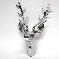 Hirschkopf in 2 Größen Hirschgeweih Aluminium Geweih silber