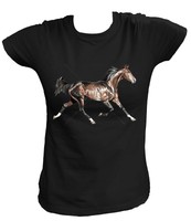 Damen T-Shirt Pferde Pferd Mustang Horses Horse Spirit Pony Stute USA 11243