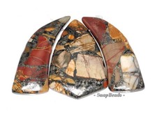 Picasso Jasper With Pyrite Gemstone Loose Beads Graduated Set 3 Beads