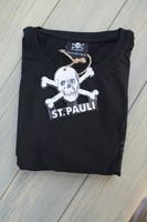 St. Pauli T - Shirt mit kleinem Totenkopf Schwarz Größe S
