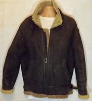 Vintage Itallo Brown Shearling Sheepskin B3 Leather Flying / Bomber Jacket - 40