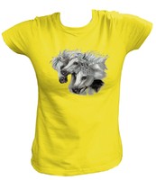 Damen T-Shirt 6622 Pferd 3 weisse Pferde Horses Horse Pony Reiten Reiterhof 