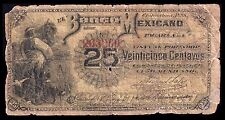 El Banco Mexicano 25 Centavos 1888, M118a / Bk-Chi-32. Scarce. Very Good
