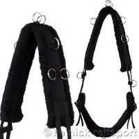 Heinick Qualitäts Longiergurt Webpelz ~ Schwarz ~ Warmblut Vollblut viele Ringe