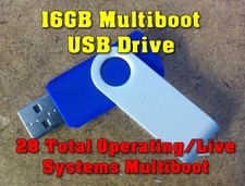16GB USB Multiboot Flash Drive, 28 Bootable Linux Systems,Windows Repair