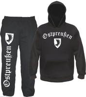 OSTPREUSSEN Jogginganzug Hoodie & Jogginghose / schwarz-weiss / ostpreußen
