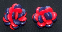 50er Jahre Ohrringe Clips Vintage Dunkelblau/Rot  Modeschmuck (421)