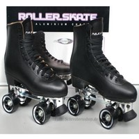 Klassischer Damen Rollschuh Echtes Leder schwarz Gr. 40