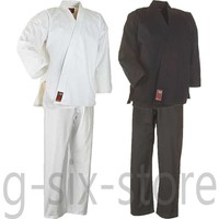 Karate Anzug TO START weiss/schwarz Gr. 90-200, Kimono Gi Kampfsport  Kinder