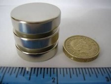 2 of D1" x 1/4" Disc Magnets NdFeB / Neodymium NIB Rare Earth Powerful Strong