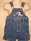 Disney Classic Mickey Mouse Baby Blue Denim Shortalls Overalls Shorts 6-9 Months