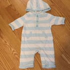 Baby Boy Newborn Or 0-3 Months Old Navy Striped Romper Hoodie