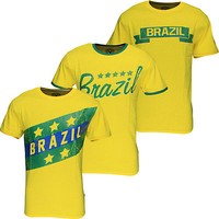 New Men's World Cup Football T-Shirt Brazil 2014 Summer Soccer Jersey Top Brasil