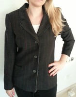 Italienischer Blazer grau rot Nadelstreifen wolle Jäckchen L 40 italy anthrazit 