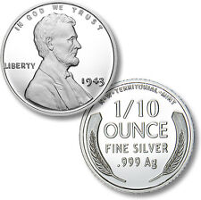 2015 Lincoln 1943 Silver War Penny 1/10th oz .999 Silver Bu Round Usa Made Coin
