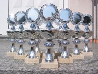 5er Serie Pokale Eisblau Höhe 25 cm inkl. Gravur und Emblem 