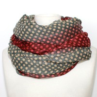 Loop Tuch Schal Fashion Vintage Dots Punkte Multi Retro  NEU Grün Rot