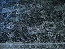 1 Yard Quilt Cotton Fabric - Benartex Kanvas Vintage Globe World Maps Silver Met