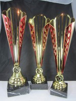 3er Serie gold/rot Pokale Pokal 36,0 - 32,5 cm inkl. Gravur Auszeichnung 