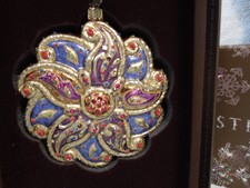 Large Paisley - Jay Strongwater Glass Ornament with Swarovski Crystals NIB