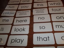 92 Miniature Laminated Dolch Pre-Primer and Primer sight word flash cards.  Pres