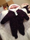 INFANT HEAVY WINTER HOODIE COVERALL OUTERWEAR PURPLE PINK NWT 3-6 MONTHS