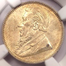 1896 South Africa Zar Sixpence (6D) - Ngc Ms63 - Rare Date Bu Unc Zar Coin