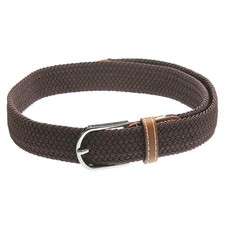 Unisex Stretch Braided Elastic Leather Buckle Belt Waistband coffee CP