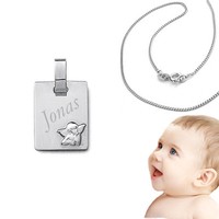 Baby & Kinder Schutzengel mit Namen Gravur Silber 925 mit Hals Kette 36 cm Taufe