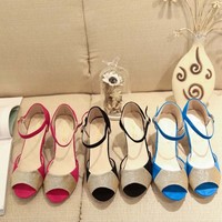 Damen Sexy Open Toe Knöchelriemen Sandalen Kunstleder High Heels Pumps Schuhe