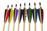 6 Holzpfeile Langbogen Reiterbogen Recurve Pfeile traditionell 4" Naturfedern