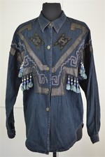 Authentic Vintage 100% Cotton Dark Blue Denim/Jean Stylish Top Women's Medium*
