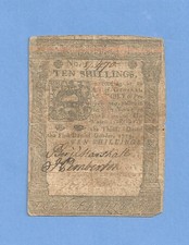 1773 Pennsylvania 10 Shillings Colonial Currency Solid Details Very Fine