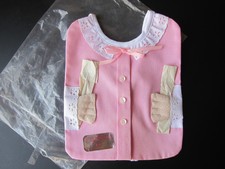 New 1950’s Novelty Baby Girl Bib with Silverplate Spoon & Fork by Davida, L.A.;