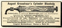 August Kraushaar Hanau Cylinder Blasbalg Staubreiniger Historische Reklame 1900