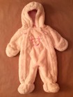LE PETIT ROTHSCHILD Girls One-Piece Snowsuit 0-6M Baby Bunting Mitts Boots Ivory