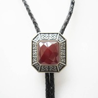 Kelten Bolotie mit Achat, Bolo Tie, Western-Krawatte, echt versilbert!