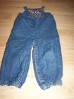 Size 3T Gymboree Denim Blue Jean Overalls Fall Color Flowers Floral Embroidery 